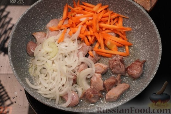 Кускус с овощами и мясом, на сковороде Кускус с овощами и мясом, на сковороде