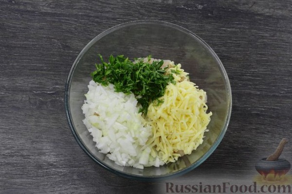 Рубленые куриные котлеты с сыром, запечённые в духовке Рубленые куриные котлеты с сыром, запечённые в духовке