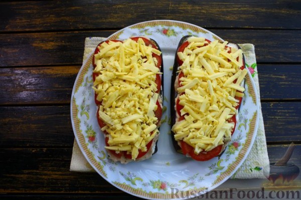 Баклажаны с куриным фаршем, помидорами и сыром (в микроволновке) Баклажаны с куриным фаршем, помидорами и сыром (в микроволновке)