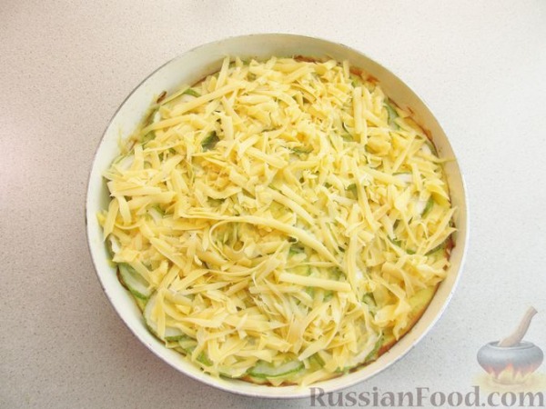 Запечённые кабачки в яично-молочной заливке, с сыром Запечённые кабачки в яично-молочной заливке, с сыром