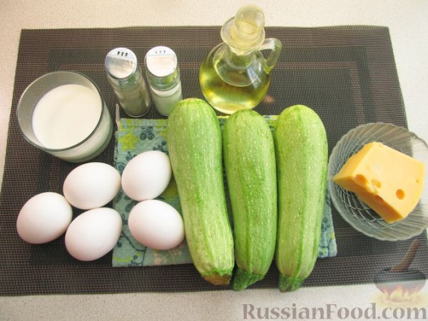 Запечённые кабачки в яично-молочной заливке, с сыром Запечённые кабачки в яично-молочной заливке, с сыром