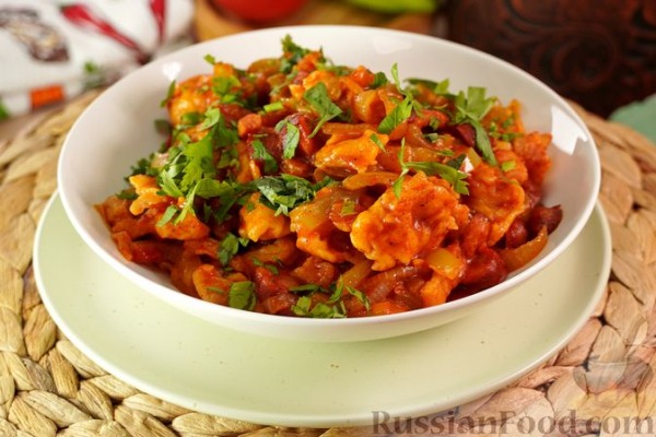 Лечо с колбасками и клёцками Лечо с колбасками и клёцками