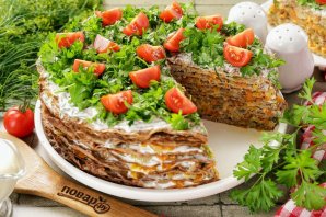 Печеночный торт с морковью Печеночный торт с морковью