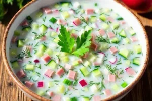 Окрошка с яблоками
