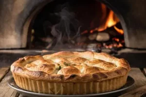Пирог с мясом и картошкой в духовке из дрожжевого теста