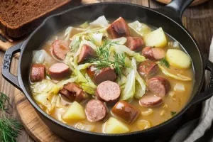 Солянка с сосисками и капустой рецепт приготовления на сковороде