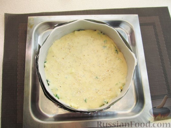 Заливной миндальный пирог с яйцами и зелёным луком (без муки) Заливной миндальный пирог с яйцами и зелёным луком (без муки)
