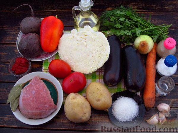 Борщ с баклажанами и говядиной Борщ с баклажанами и говядиной