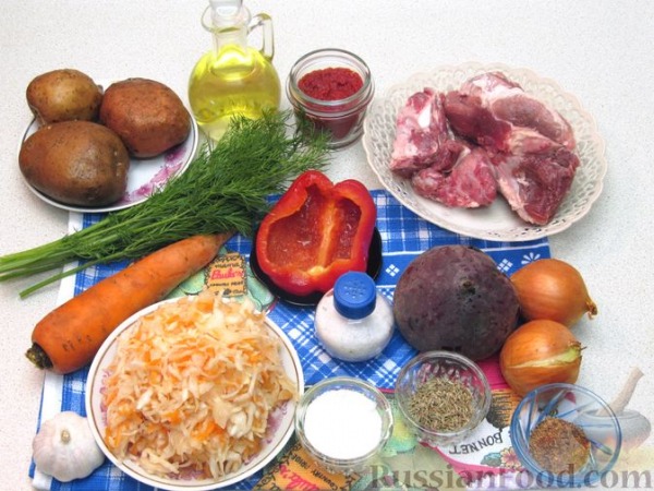 Борщ со свининой и квашеной капустой Борщ со свининой и квашеной капустой