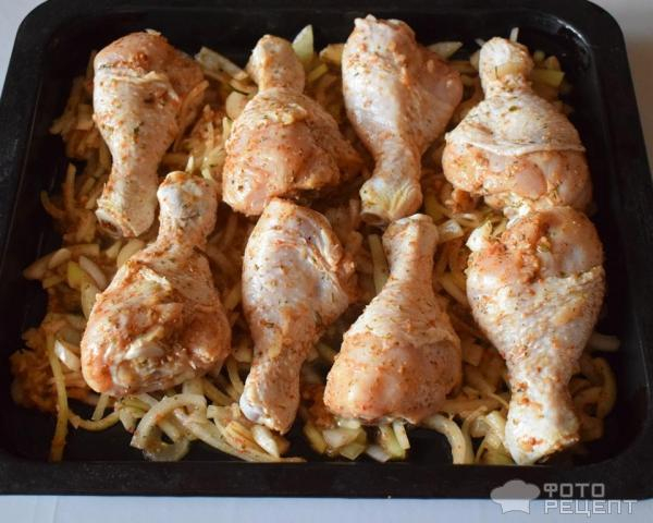 Рецепт: Куриные голени с грузинскими травами - запечённые в духовке Рецепт: Куриные голени с грузинскими травами - запечённые в духовке