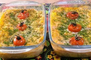 Рыбная запеканка с рисом и сыром